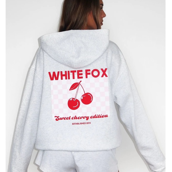 White Fox Boutique Gray Hoodie - Sweet Cherry Edition - Picture 3 of 3